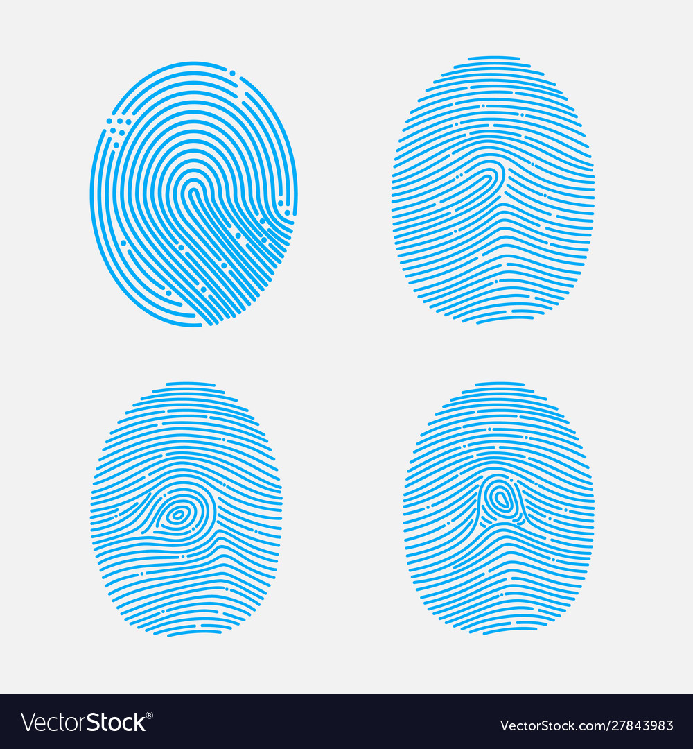 Blue fingerprint shapes set Royalty Free Vector Image