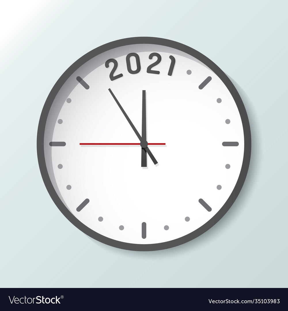 Clock isolated on background with copy space 2021 Vector Image