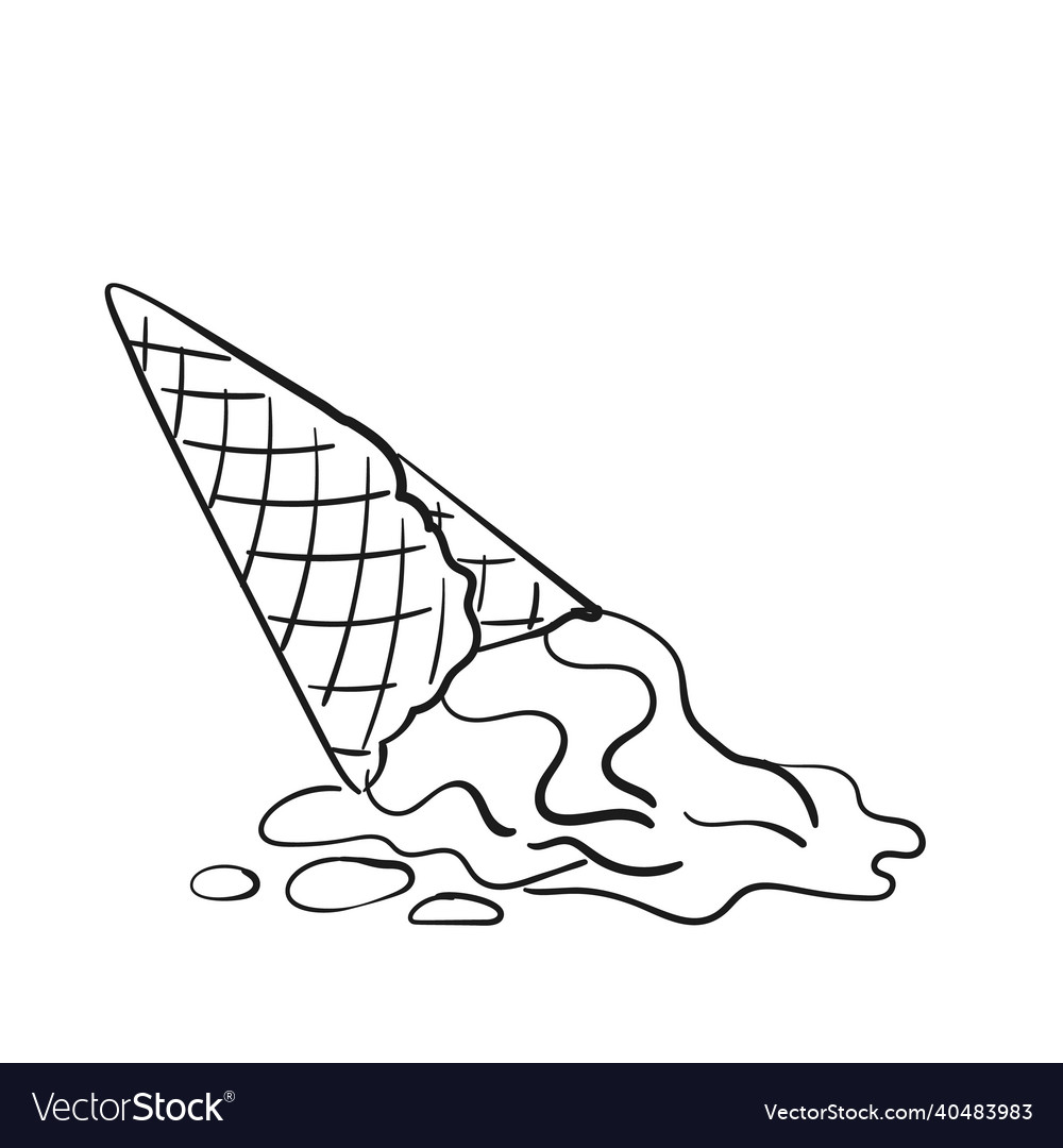 Dropped ice cream doodle black line soft icecream