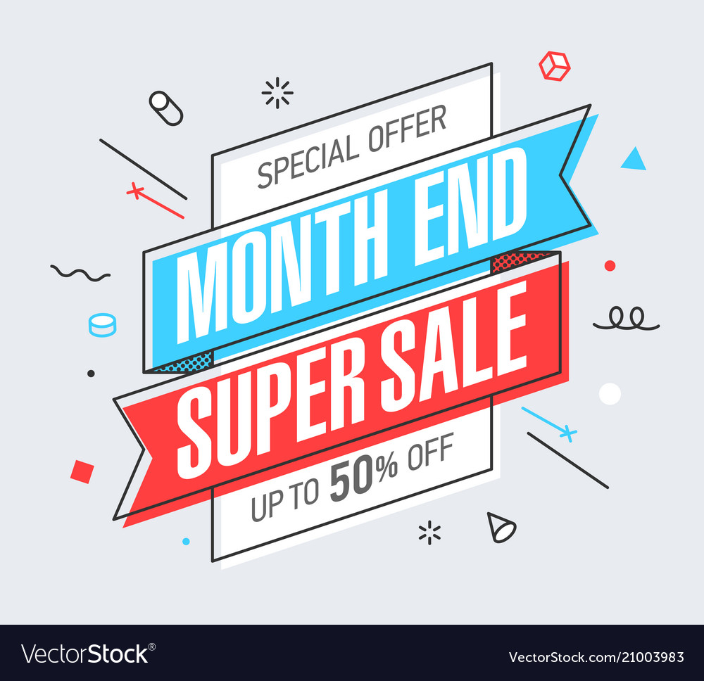 Month end super sale banner template in flat Vector Image