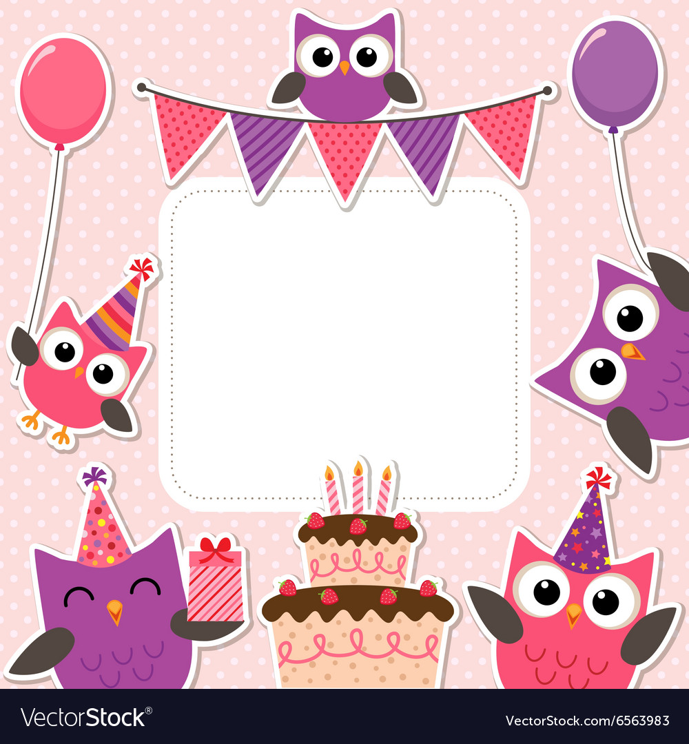 Party owls pink card