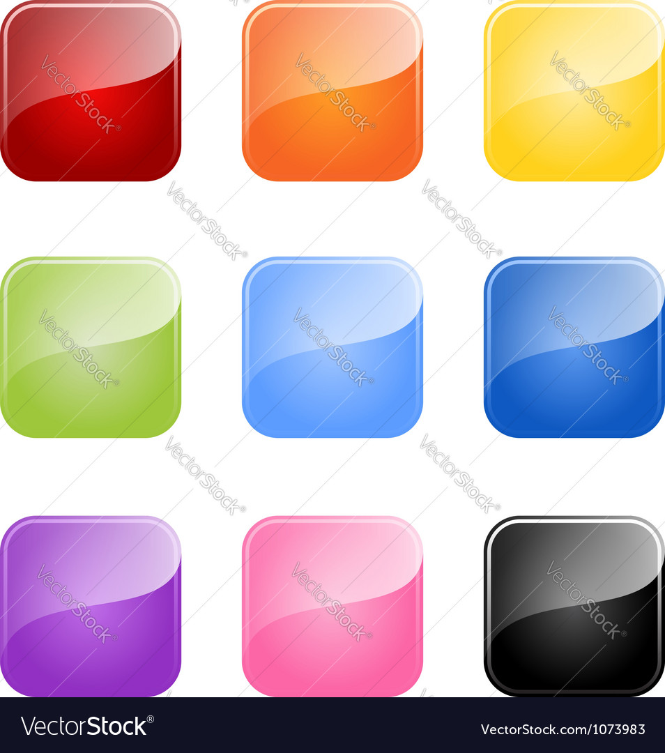 Set of colored glossy blank button Royalty Free Vector Image