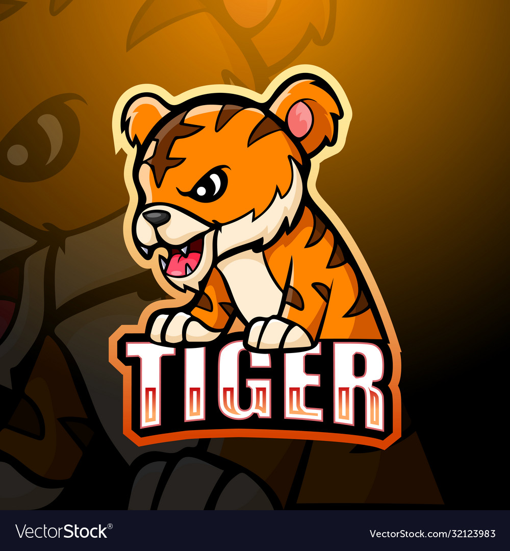 Tiger mascot esport logo design Royalty Free Vector Image