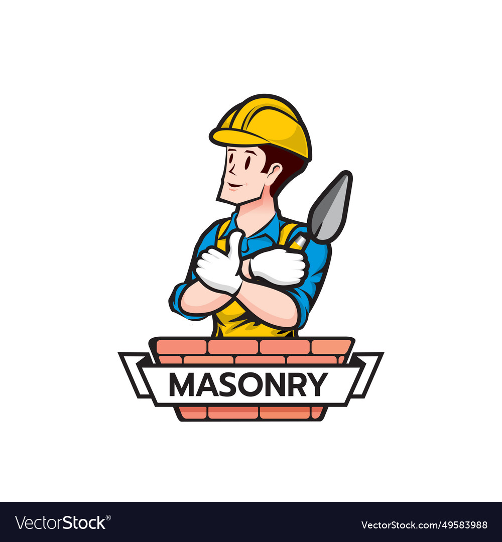 Builder bricklayer logo icon isolated masonry Vector Image