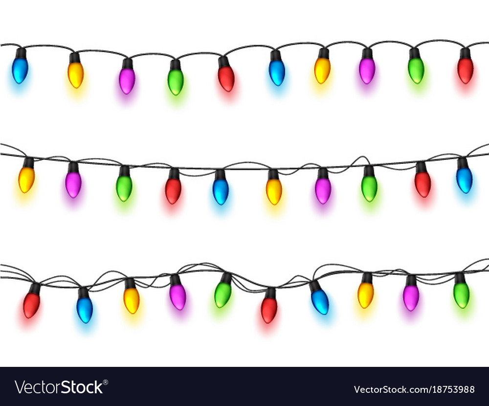 Christmas glowing lights on white background Vector Image