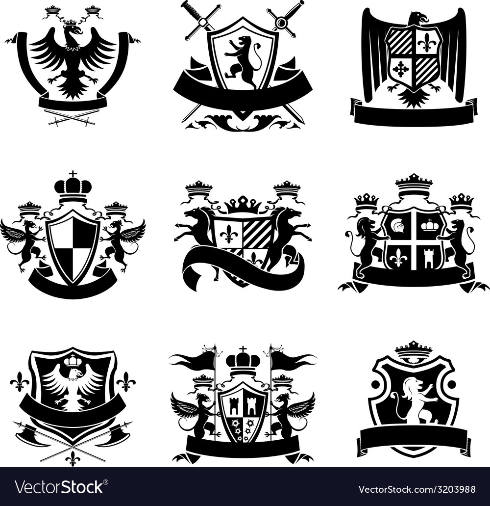 Heraldic emblems black Royalty Free Vector Image