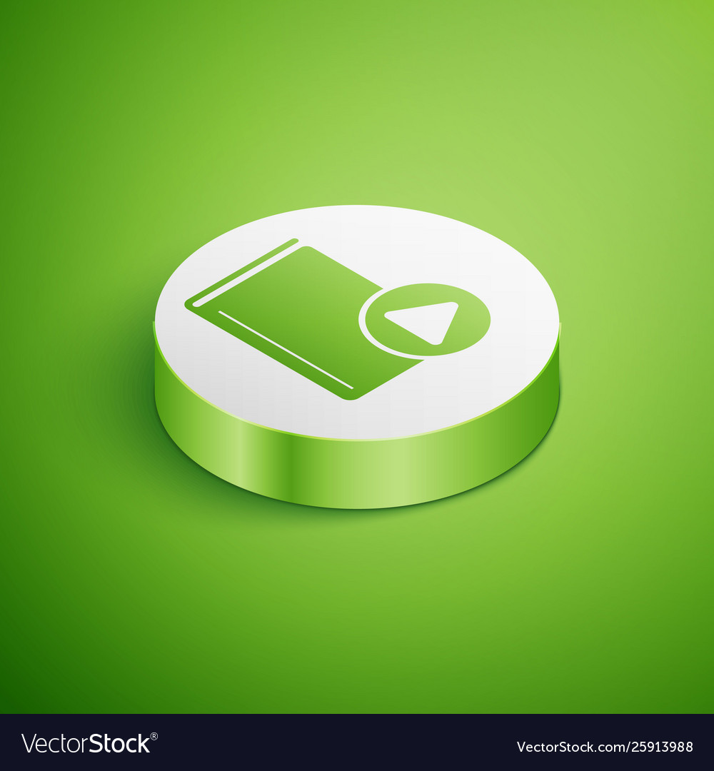 Isometric audio book icon isolated on green