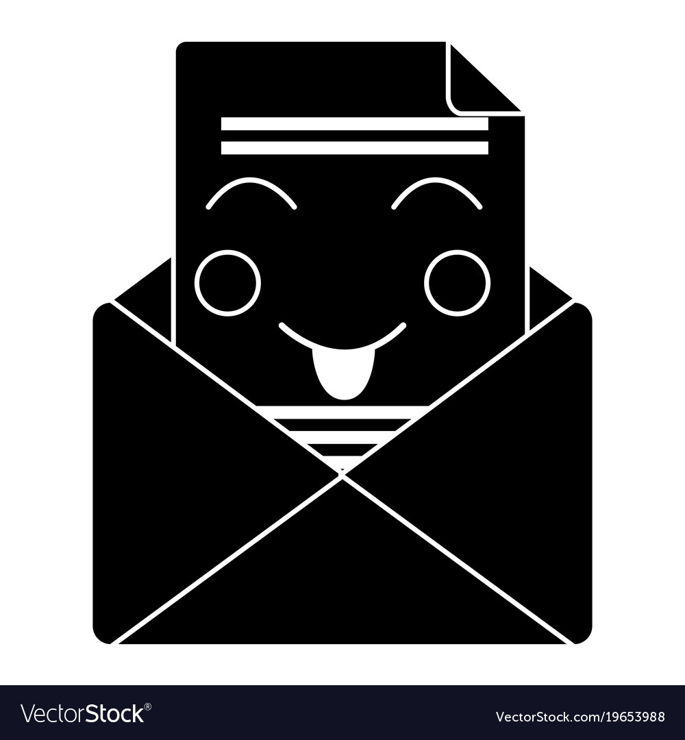 Mail envelope kawaii character cartoon