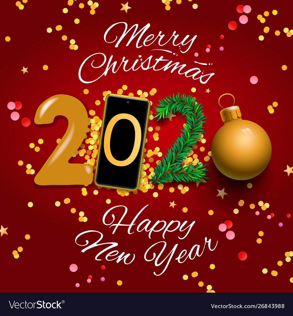 Merry christmas and happy new year 2020 greeting Vector Image