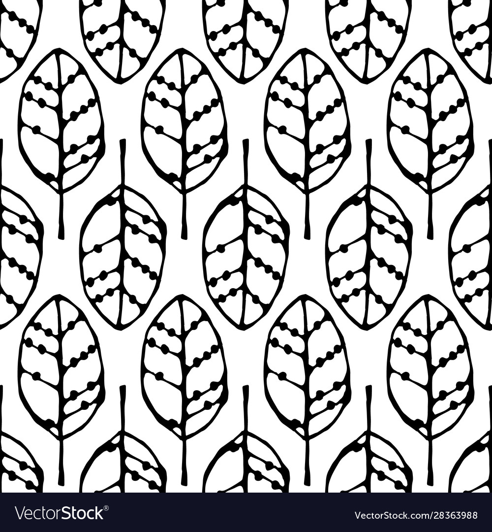 Seamless pattern with black leaves Royalty Free Vector Image