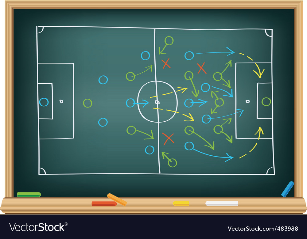 Soccer Strategy On The Blackboard Royalty Free Vector Image