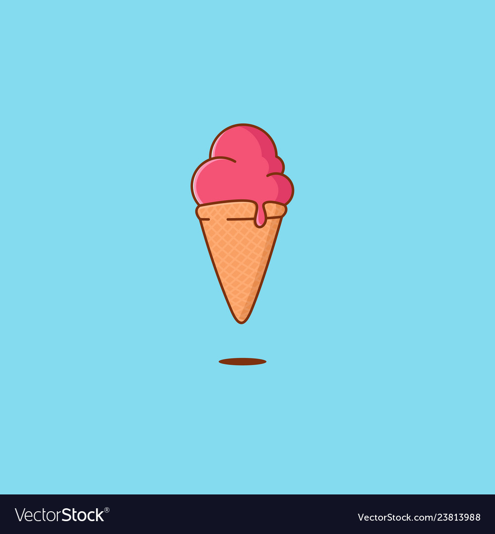 Strawberry ice cream in flat style