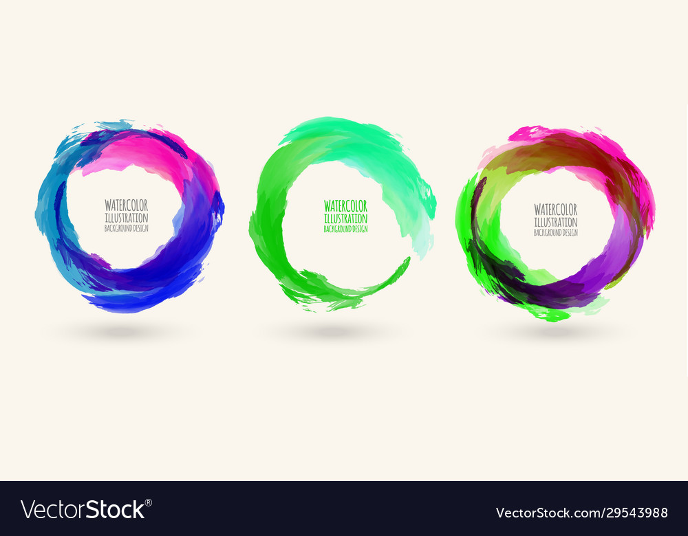 Watercolor circle texture set elements