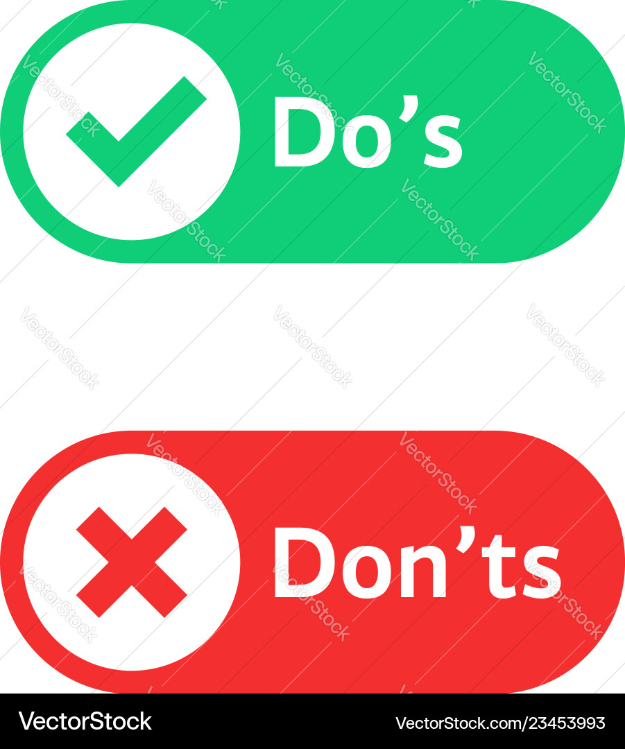 Check marks ui button with dos and donts Vector Image