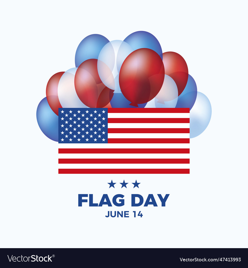 Flag day united states on june 14 poster Vector Image