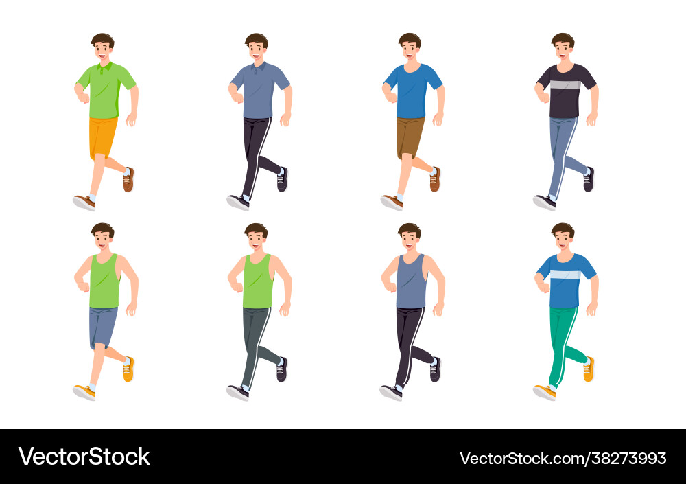 Flat design concept man with different poses Vector Image
