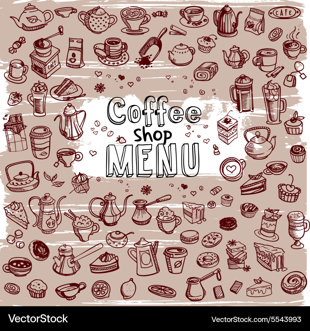 Hand drawn coffee set Royalty Free Vector Image