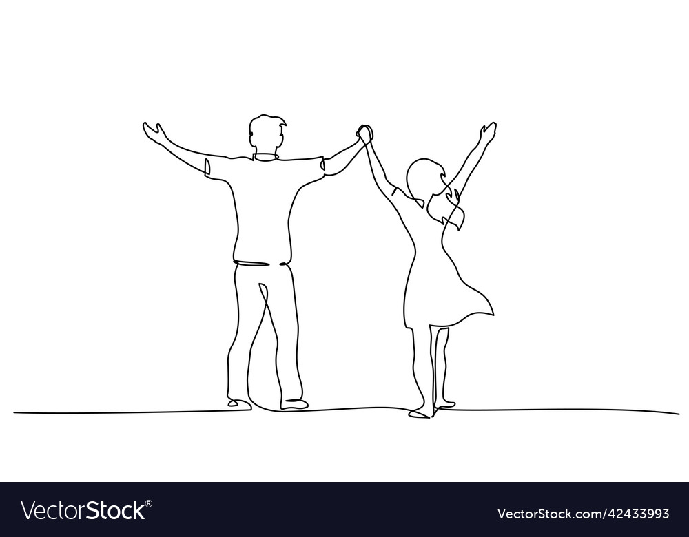 Happy couple holding hands up together Royalty Free Vector