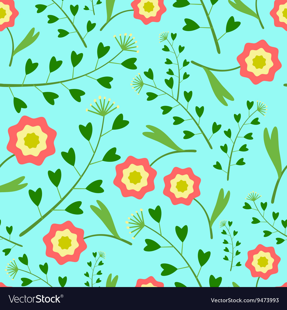 Pattern with flowers and grass