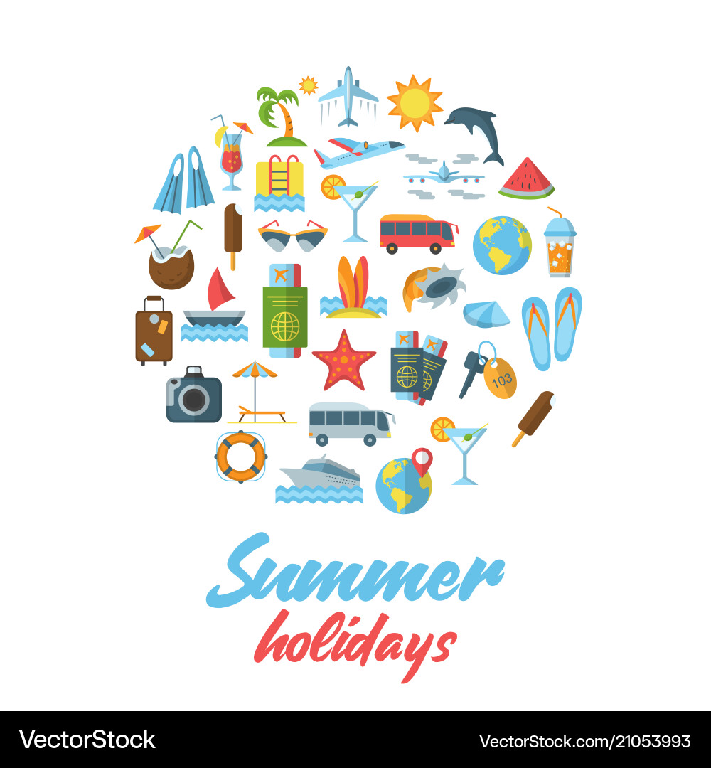 Summer holidays flat pattern Royalty Free Vector Image