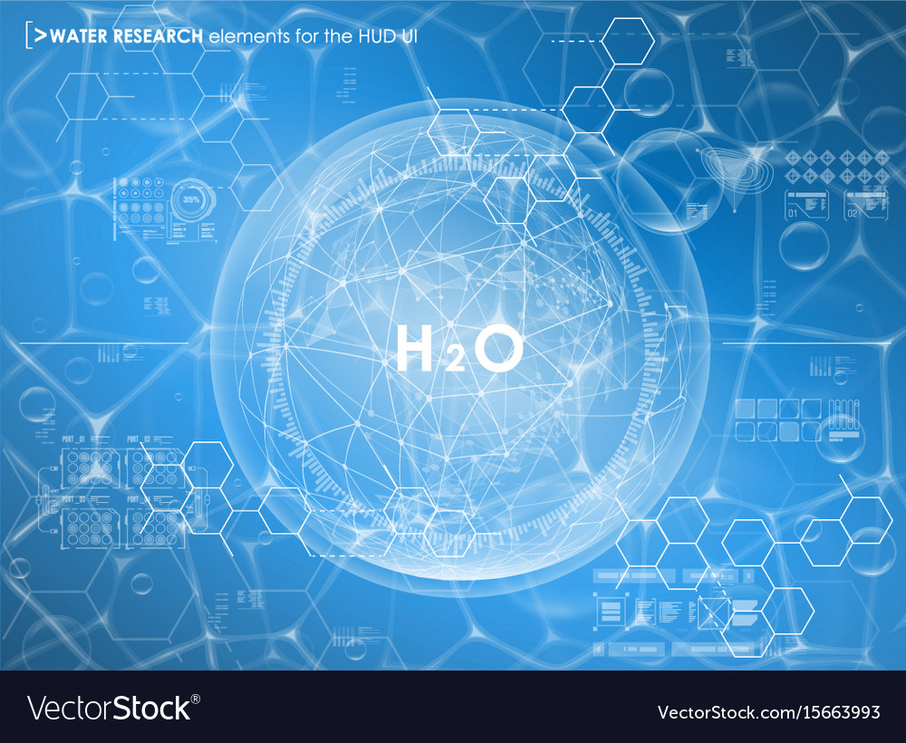 Water research. HUD elements Mathematics. Futuristic elements for Certificate.