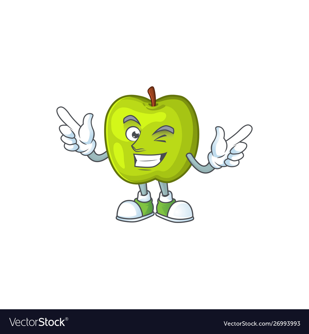 Wink character granny smith green apple Royalty Free Vector