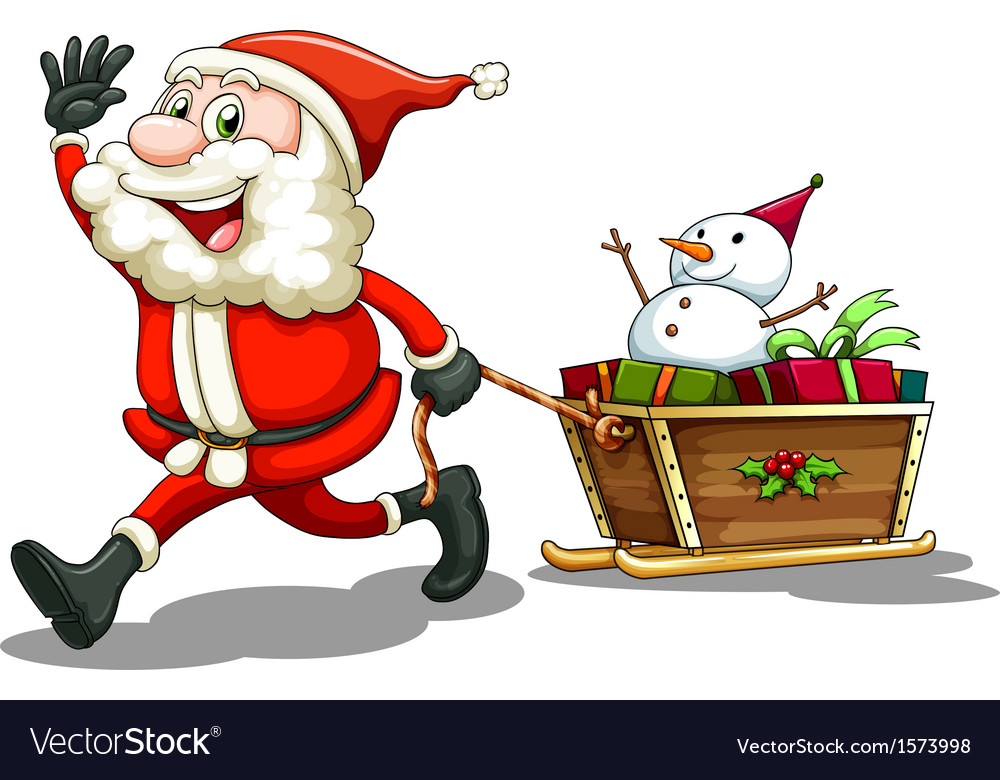 a smiling santa pulling
