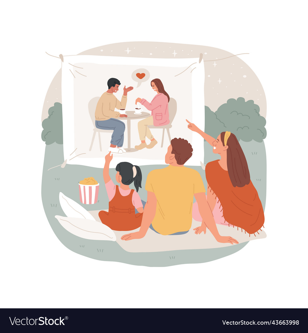 Backyard movies isolated cartoon Royalty Free Vector Image