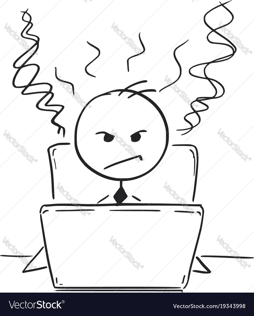 Conceptual cartoon tired angry business man Vector Image