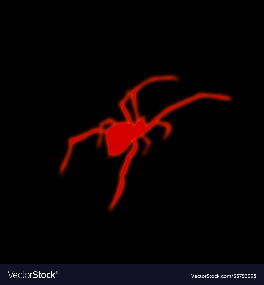 Creepy red fluorescent spider silhouette