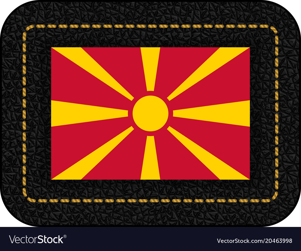 Flag of macedonia icon on black leather backdrop