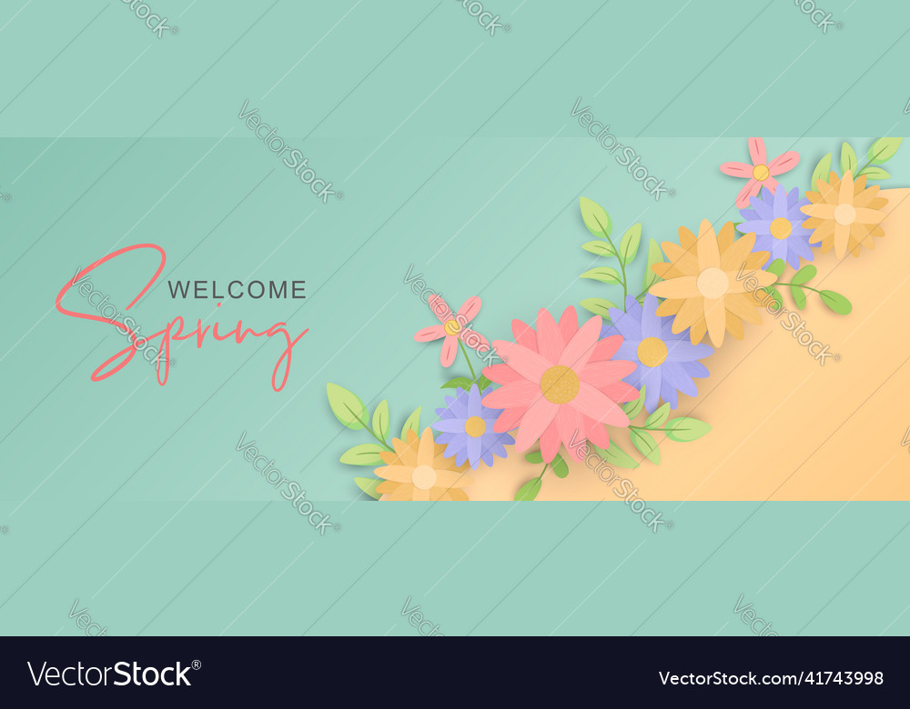 Hand drawn spring flower banner