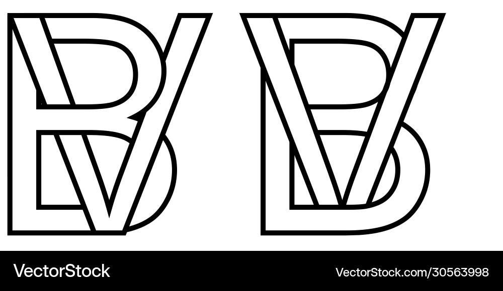 Logo sign bv vb icon two interlaced letters b Vector Image