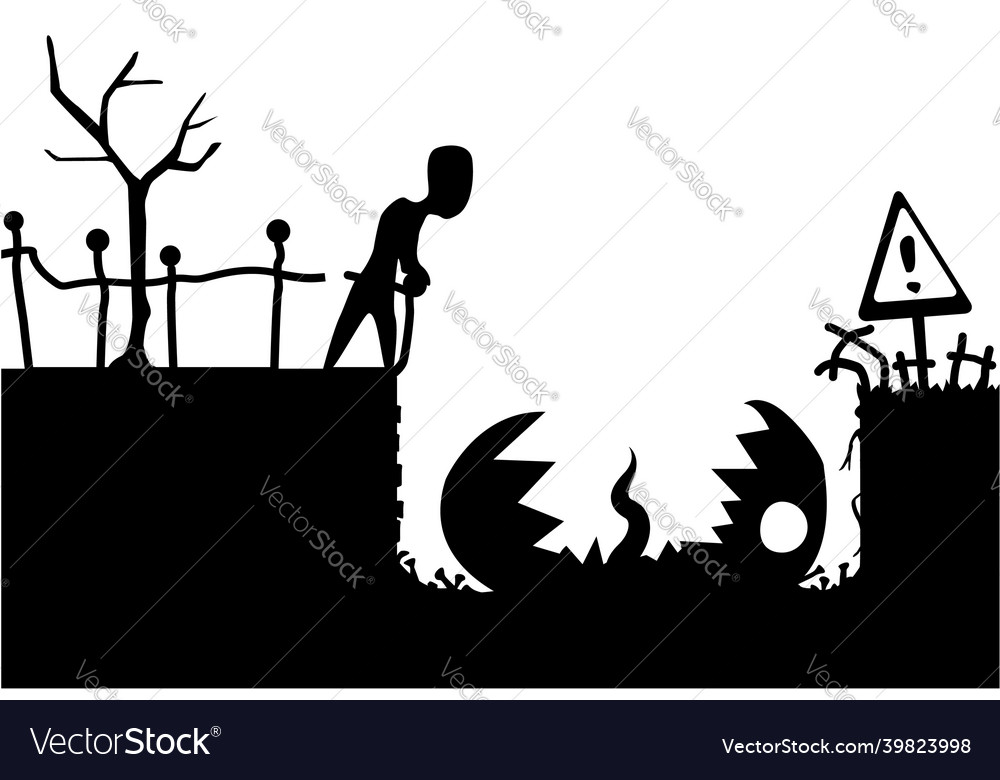 Pitfall monster cartoon Royalty Free Vector Image