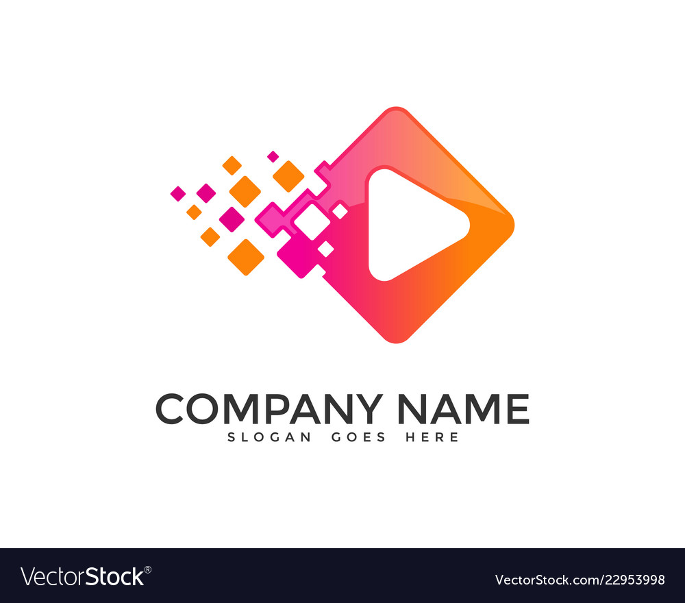 Pixel video logo icon design Royalty Free Vector Image