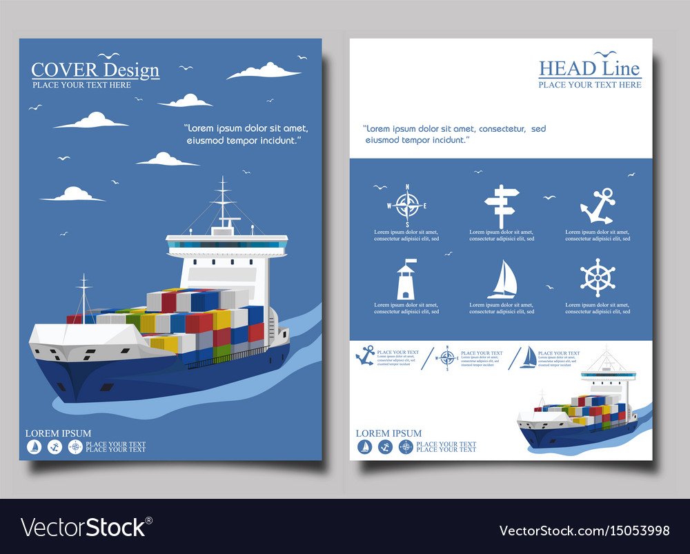 Sea shipping poster template set Royalty Free Vector Image
