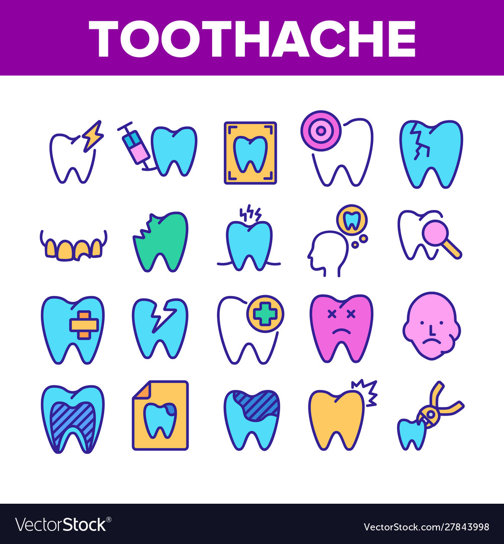 Toothache Sammlung Elemente Icons Set