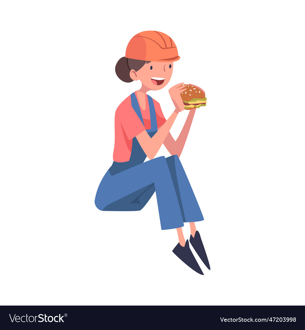 Woman construction worker character in hard hat