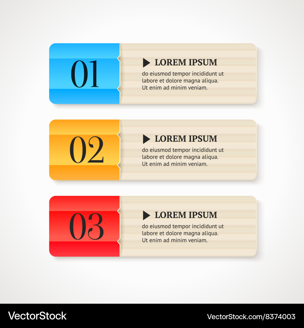 Color Numbered Option Banners On Light Background Vector Image