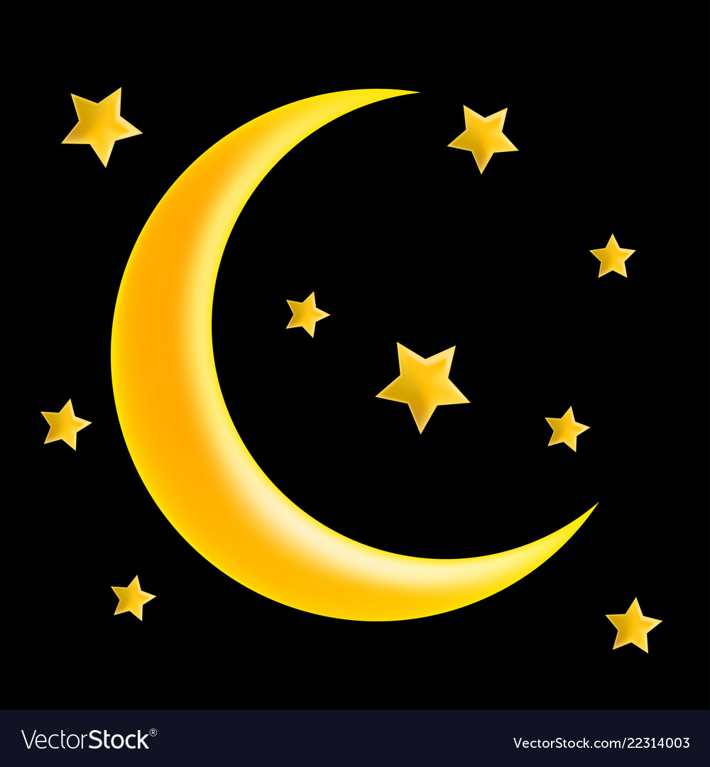 Crescent Moon And Star Symbol Icon Design Vector Image 7608