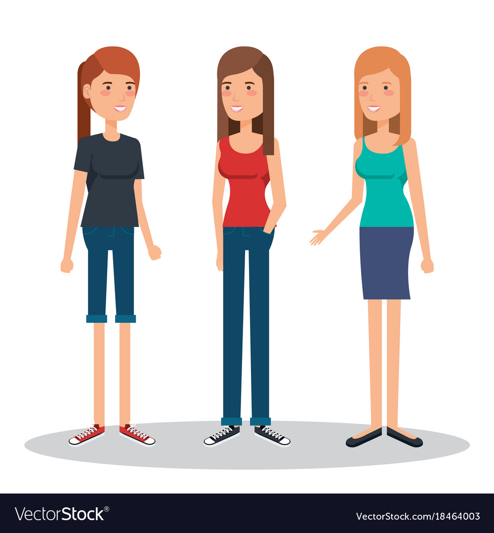 Group of women avatars characters