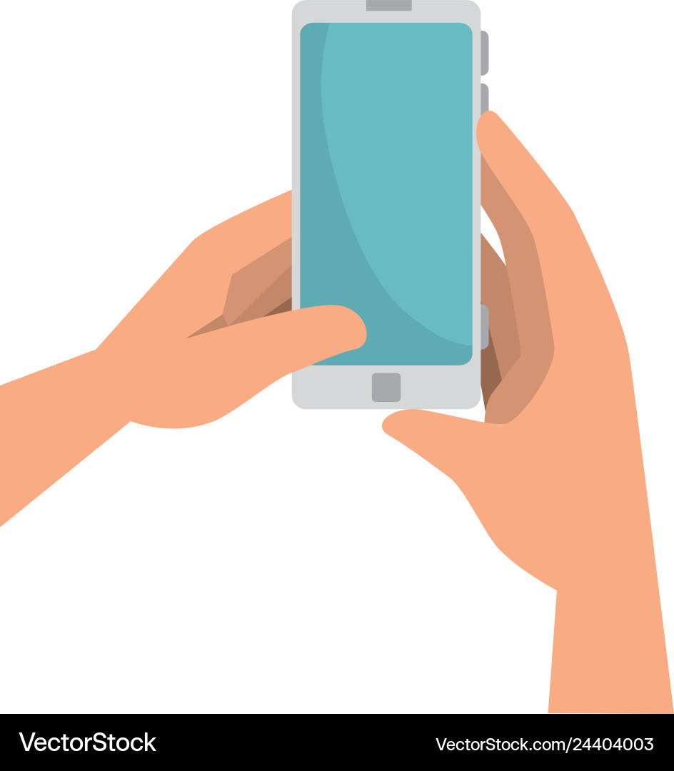 Hand using smartphone device Royalty Free Vector Image