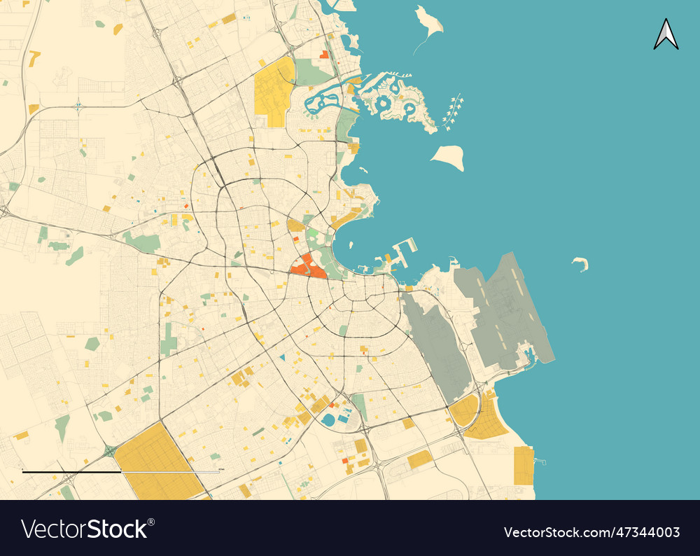 Map of doha qatar Royalty Free Vector Image - VectorStock