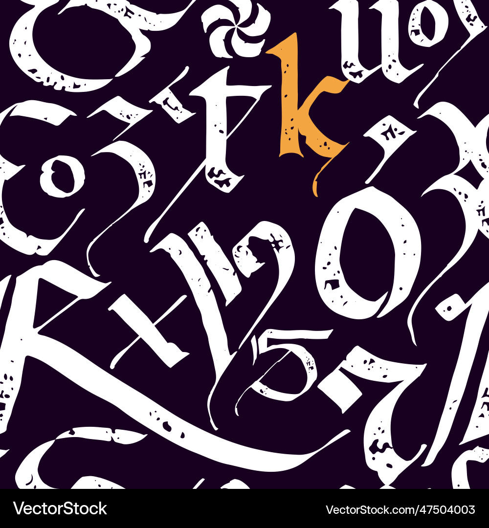 Medieval seamless pattern of calligraphic letters Vector Image