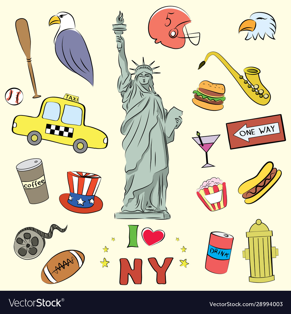 New york doodle set Royalty Free Vector Image - VectorStock