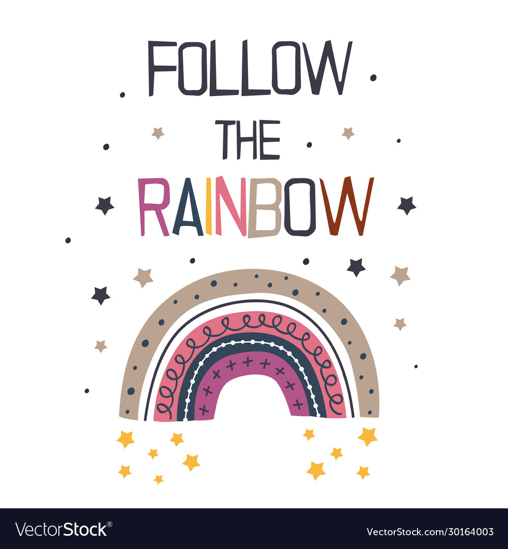 Poster with beautiful rainbow Royalty Free Vector Image