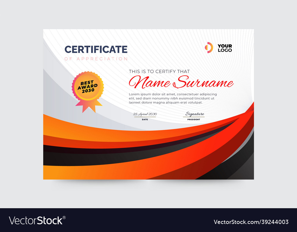 Professional red black business certificate