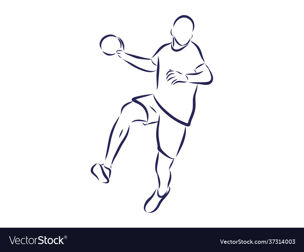 Shows a handball player in attack sport Royalty Free Vector