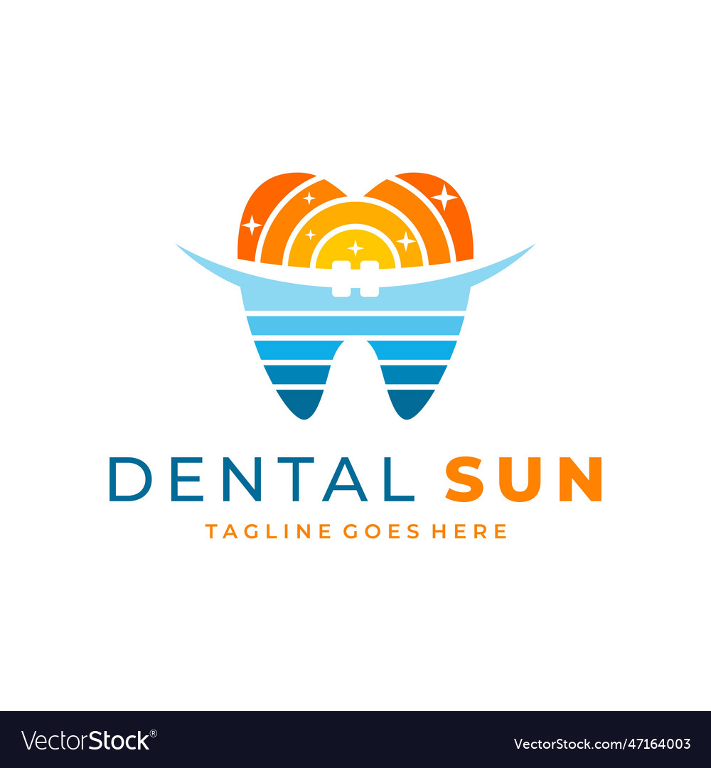 Sun dental health logo Royalty Free Vector Image