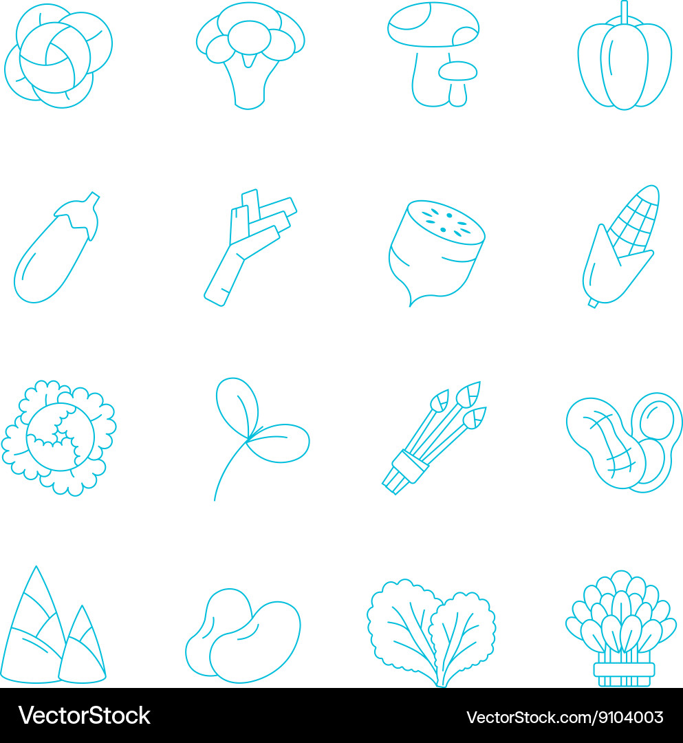 Thin lines icon set - vegetable Royalty Free Vector Image
